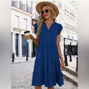 Blue Summer Dresses for Women 2025 Elegant Classy Casual Midi Fashion Dress